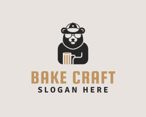 Bear Cap Sunglass Beer logo design