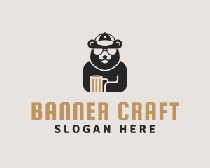 Bear Cap Sunglass Beer logo design