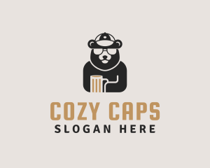 Bear Cap Sunglass Beer logo design