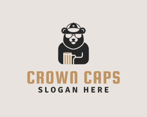 Bear Cap Sunglass Beer logo design