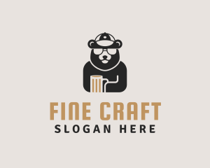 Bear Cap Sunglass Beer logo design