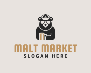 Malt - Bear Cap Sunglass Beer logo design