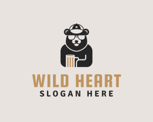 Bear Cap Sunglass Beer logo design