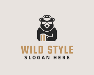 Bear Cap Sunglass Beer logo design