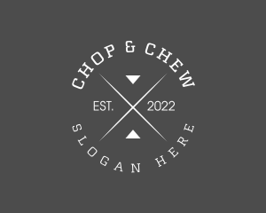 Barbershop - Hipster Triangle Crossline logo design