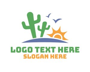 Sunset - Cactus Sun Valley Desert logo design