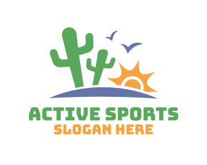 Tropical - Cactus Sun Valley Desert logo design