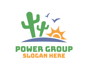 Wild West - Cactus Sun Valley Desert logo design