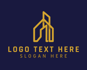 Condominium - Golden House Building logo design