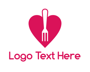Negative Space - Pink Heart Fork logo design