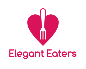 Silverware - Pink Heart Fork logo design