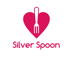 Utensil - Pink Heart Fork logo design