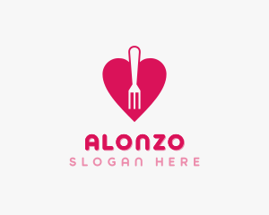 Pink Heart Fork logo design