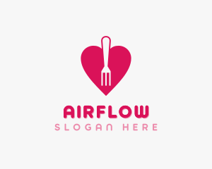 Pink Heart Fork logo design