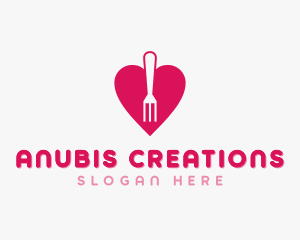 Pink Heart Fork logo design