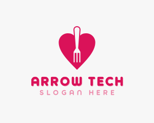 Pink Heart Fork logo design