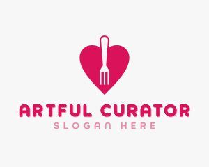 Pink Heart Fork logo design