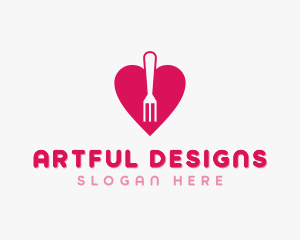 Pink Heart Fork logo design