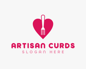 Pink Heart Fork logo design