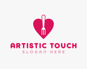 Pink Heart Fork logo design