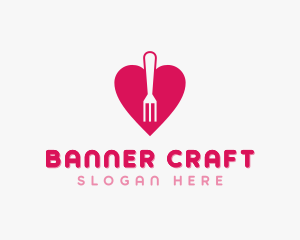 Pink Heart Fork logo design