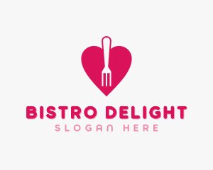 Pink Heart Fork logo design