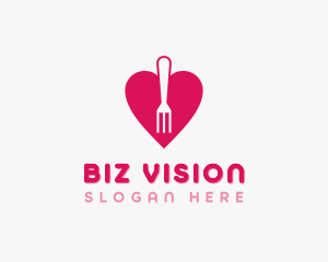 Pink Heart Fork logo design