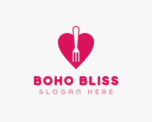 Pink Heart Fork logo design