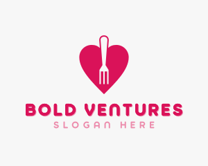 Pink Heart Fork logo design