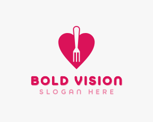 Pink Heart Fork logo design