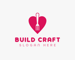 Pink Heart Fork logo design