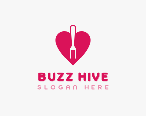 Pink Heart Fork logo design