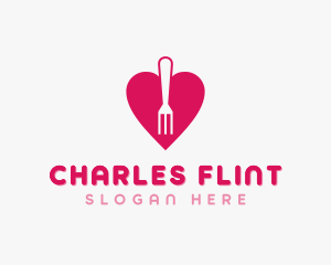 Pink Heart Fork logo design