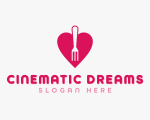 Pink Heart Fork logo design