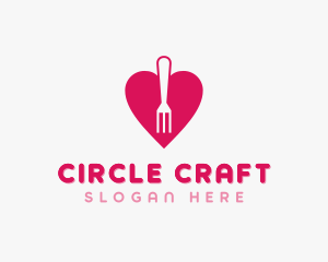 Pink Heart Fork logo design