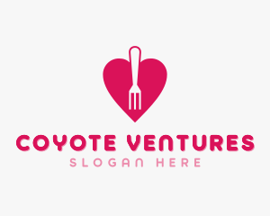 Pink Heart Fork logo design