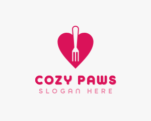 Pink Heart Fork logo design