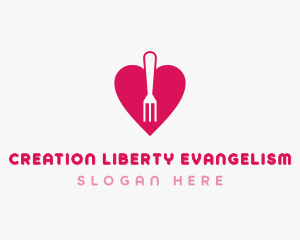 Pink Heart Fork logo design