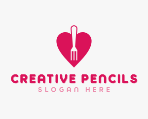 Pink Heart Fork logo design