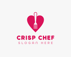 Pink Heart Fork logo design