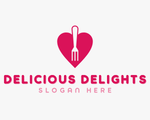 Pink Heart Fork logo design