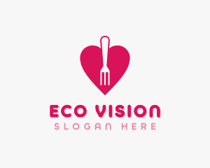 Pink Heart Fork logo design