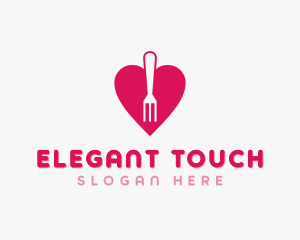 Pink Heart Fork logo design