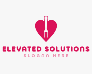 Pink Heart Fork logo design