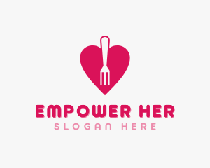 Pink Heart Fork logo design