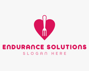 Pink Heart Fork logo design