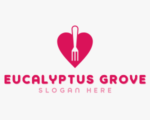 Pink Heart Fork logo design