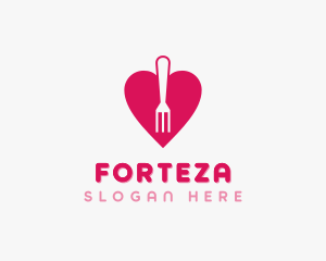 Pink Heart Fork logo design