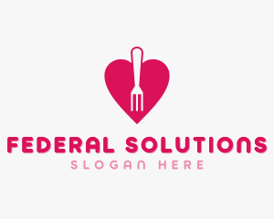 Pink Heart Fork logo design