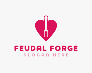 Pink Heart Fork logo design